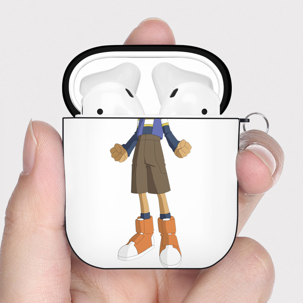 （画像用） Digimon デジタルモンスター/デジモン AirPods 第2世代保護ケース ハードシェル ブラック 耐衝撃・防指紋・カラビナ付き
