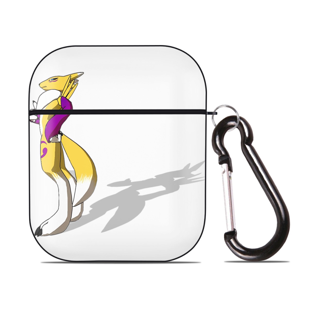 （画像用） Digimon デジタルモンスター/デジモン AirPods 第2世代保護ケース ハードシェル ブラック 耐衝撃・防指紋・カラビナ付き
