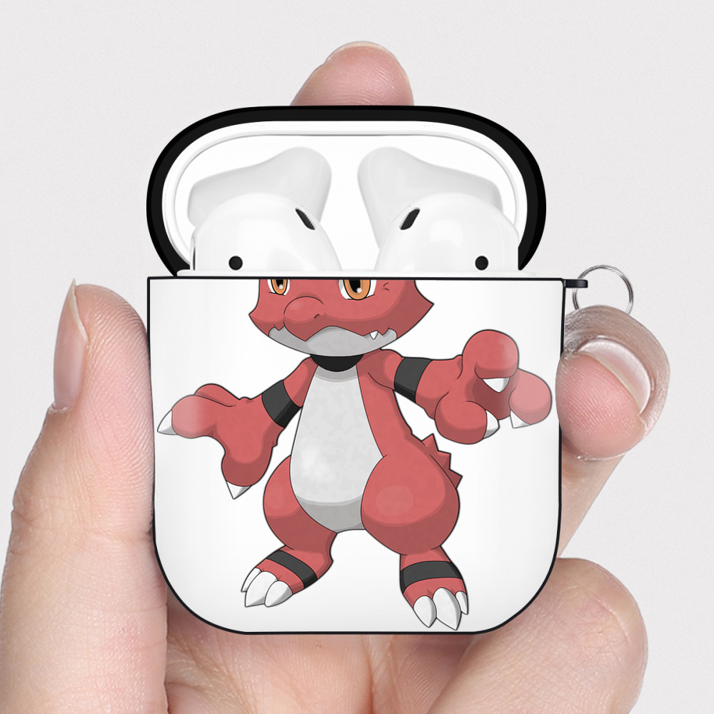 （画像用） Digimon デジタルモンスター/デジモン AirPods 第2世代保護ケース ハードシェル ブラック 耐衝撃・防指紋・カラビナ付き