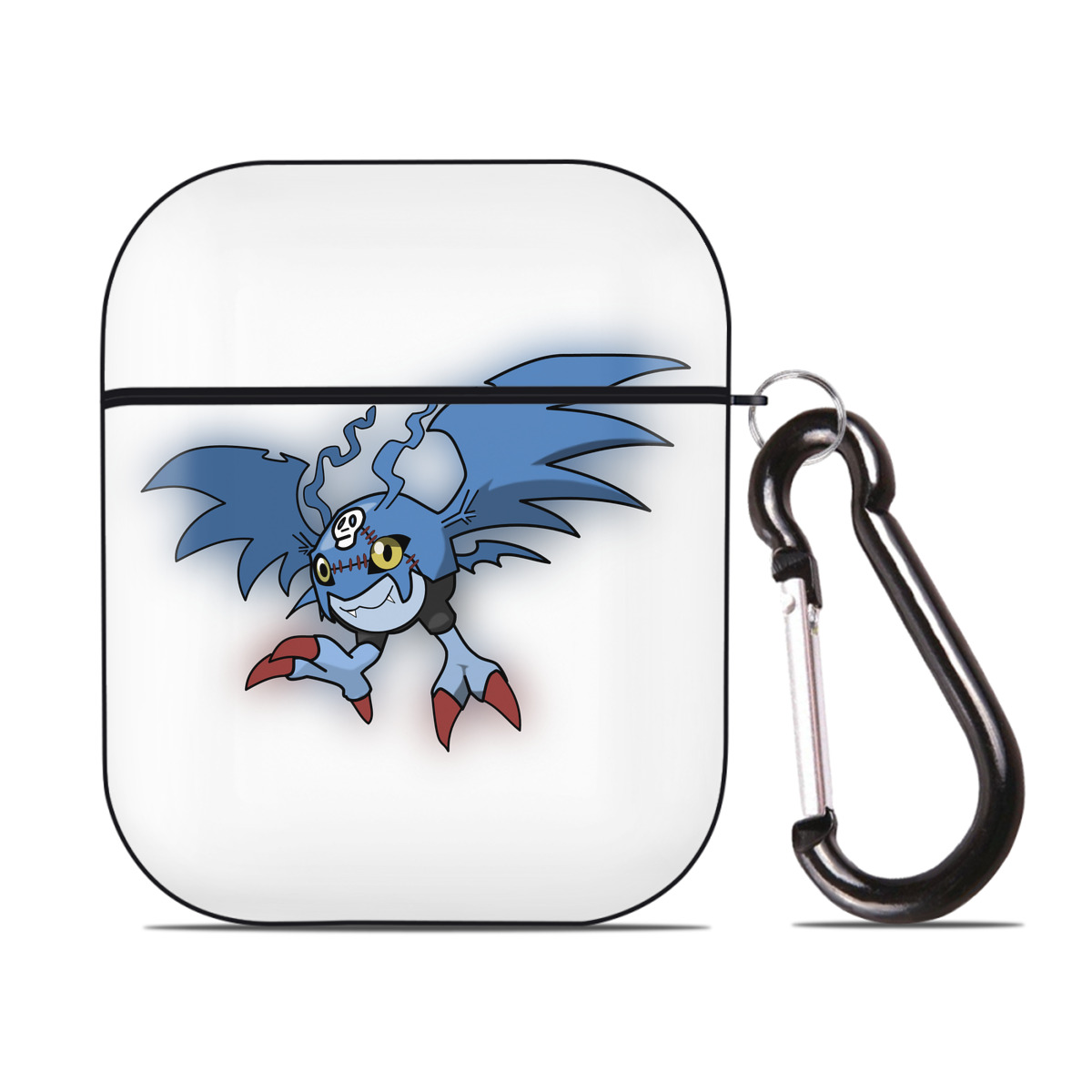 （画像用） Digimon デジタルモンスター/デジモン AirPods 第2世代保護ケース ハードシェル ブラック 耐衝撃・防指紋・カラビナ付き