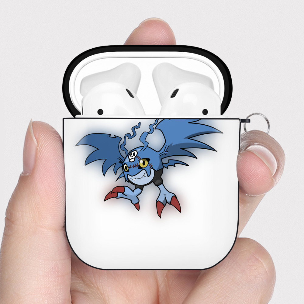 （画像用） Digimon デジタルモンスター/デジモン AirPods 第2世代保護ケース ハードシェル ブラック 耐衝撃・防指紋・カラビナ付き