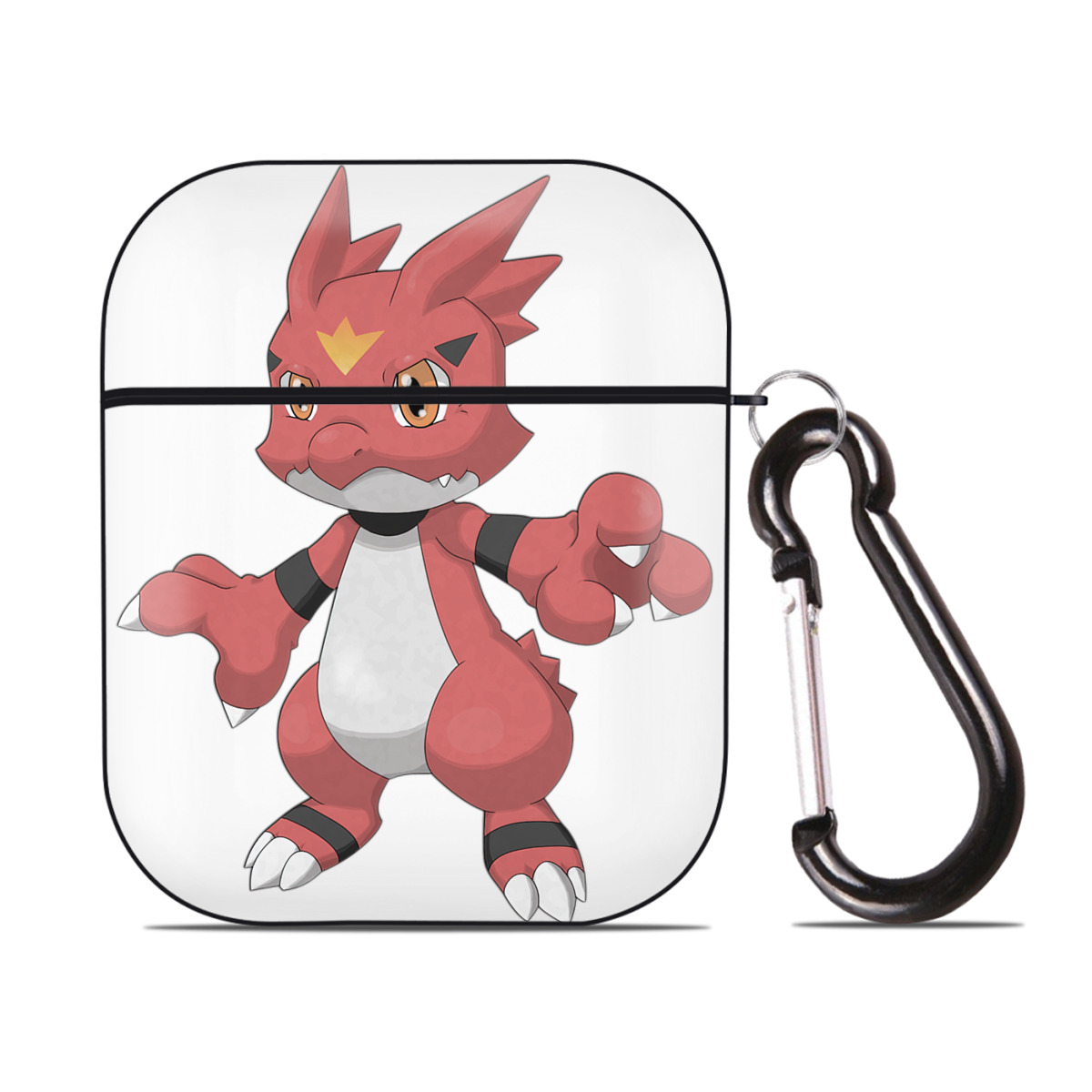 （画像用） Digimon デジタルモンスター/デジモン AirPods 第2世代保護ケース ハードシェル ブラック 耐衝撃・防指紋・カラビナ付き