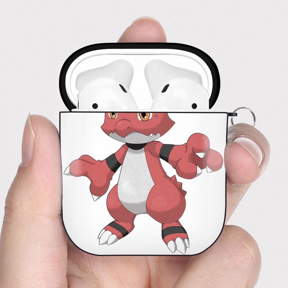 （画像用） Digimon デジタルモンスター/デジモン AirPods 第2世代保護ケース ハードシェル ブラック 耐衝撃・防指紋・カラビナ付き