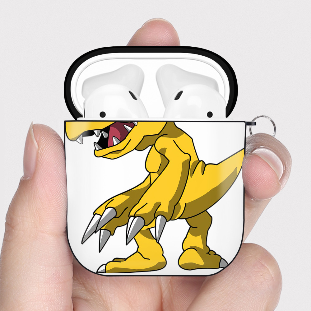 （画像用） Digimon デジタルモンスター/デジモン AirPods 第2世代保護ケース ハードシェル ブラック 耐衝撃・防指紋・カラビナ付き