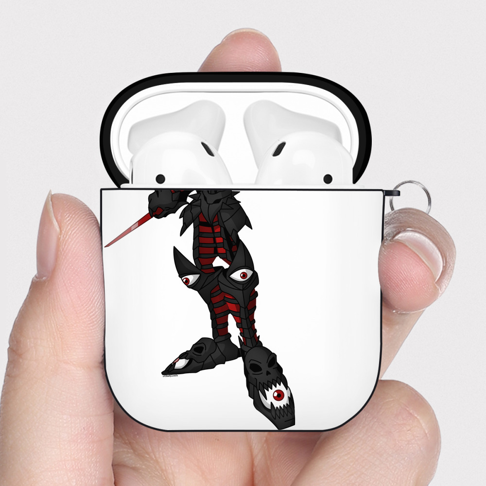 （画像用） Digimon デジタルモンスター/デジモン AirPods 第2世代保護ケース ハードシェル ブラック 耐衝撃・防指紋・カラビナ付き