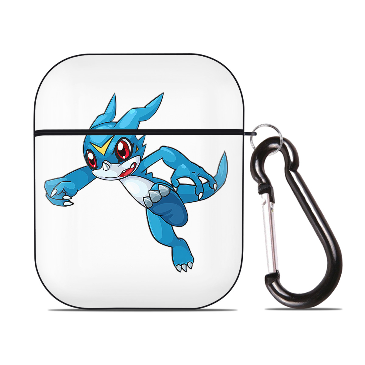 （画像用） Digimon デジタルモンスター/デジモン AirPods 第2世代保護ケース ハードシェル ブラック 耐衝撃・防指紋・カラビナ付き