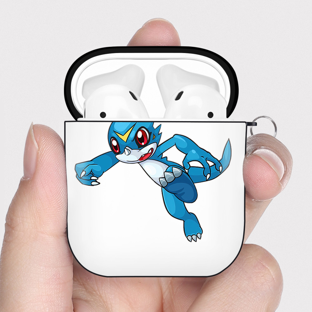 （画像用） Digimon デジタルモンスター/デジモン AirPods 第2世代保護ケース ハードシェル ブラック 耐衝撃・防指紋・カラビナ付き