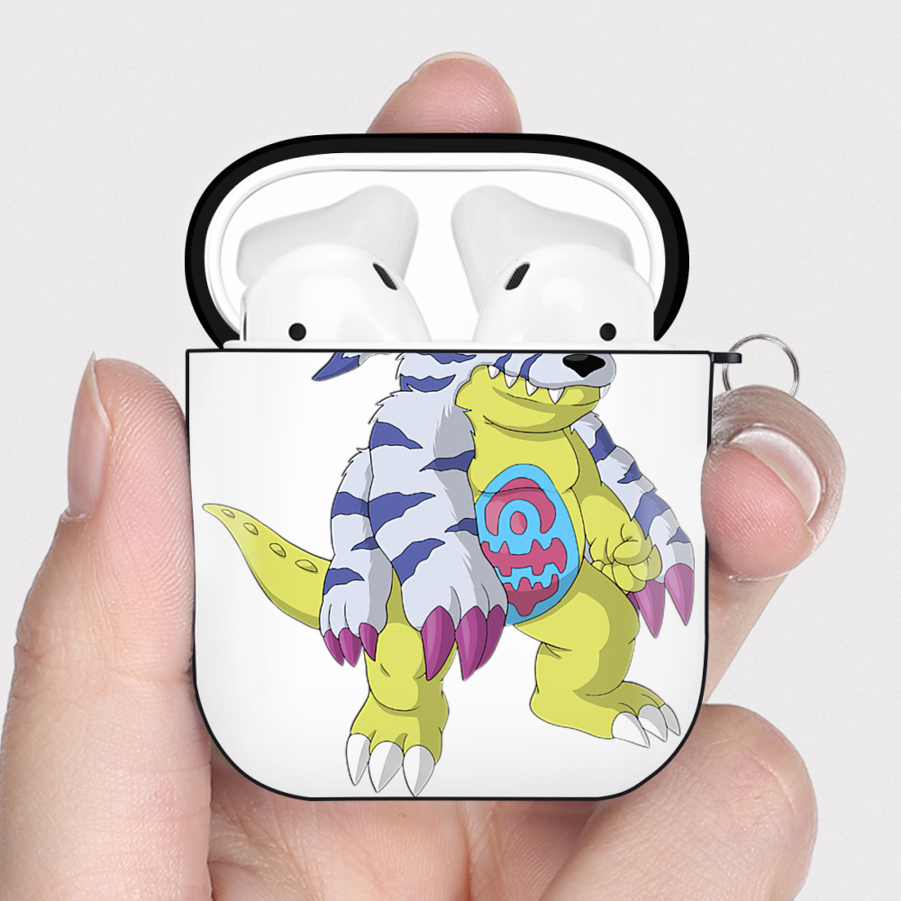 （画像用） Digimon デジタルモンスター/デジモン AirPods 第2世代保護ケース ハードシェル ブラック 耐衝撃・防指紋・カラビナ付き