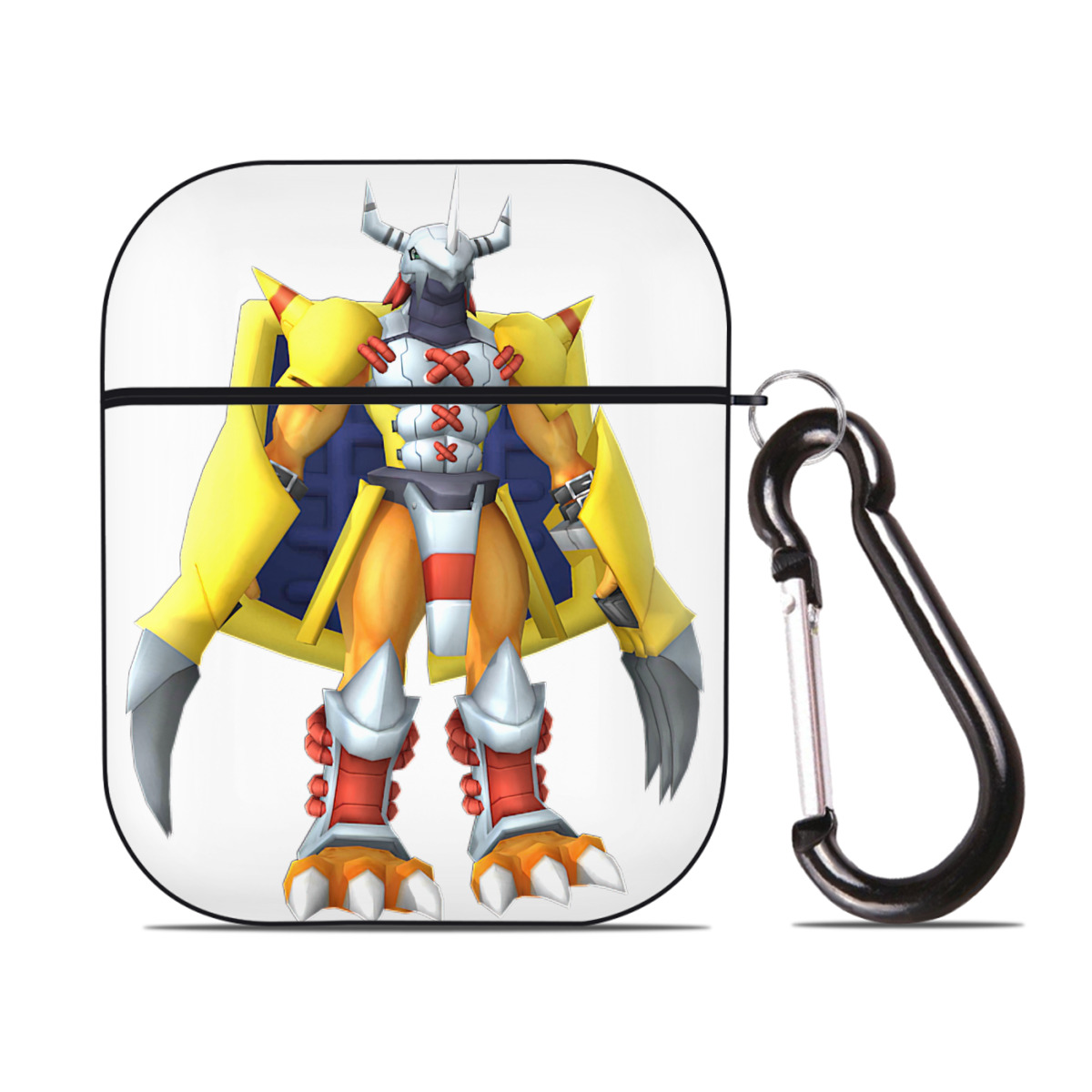 （画像用） Digimon デジタルモンスター/デジモン AirPods 第2世代保護ケース ハードシェル ブラック 耐衝撃・防指紋・カラビナ付き