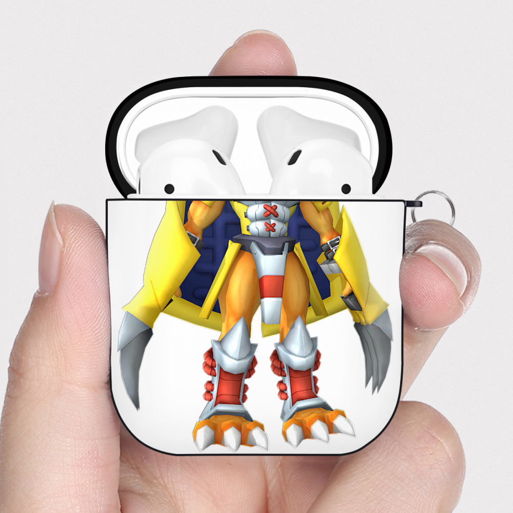 （画像用） Digimon デジタルモンスター/デジモン AirPods 第2世代保護ケース ハードシェル ブラック 耐衝撃・防指紋・カラビナ付き