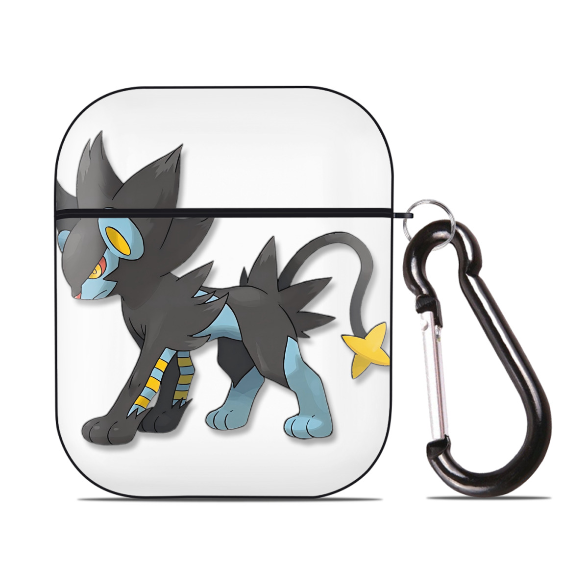 （画像用） Digimon デジタルモンスター/デジモン AirPods 第2世代保護ケース ハードシェル ブラック 耐衝撃・防指紋・カラビナ付き