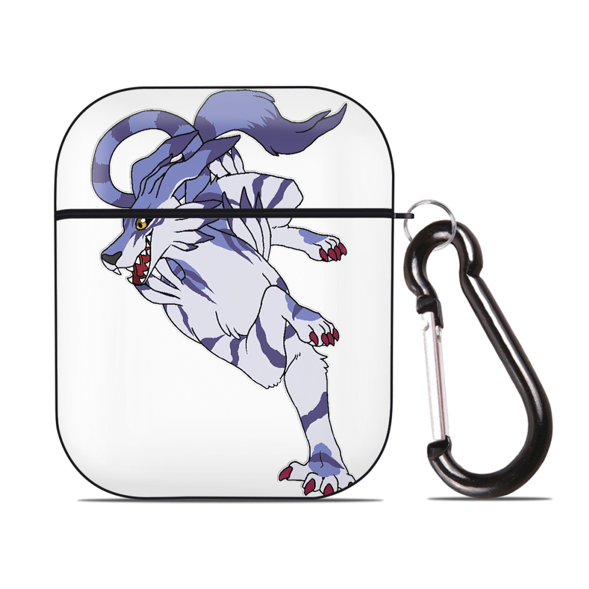 （画像用） Digimon デジタルモンスター/デジモン AirPods 第2世代保護ケース ハードシェル ブラック 耐衝撃・防指紋・カラビナ付き