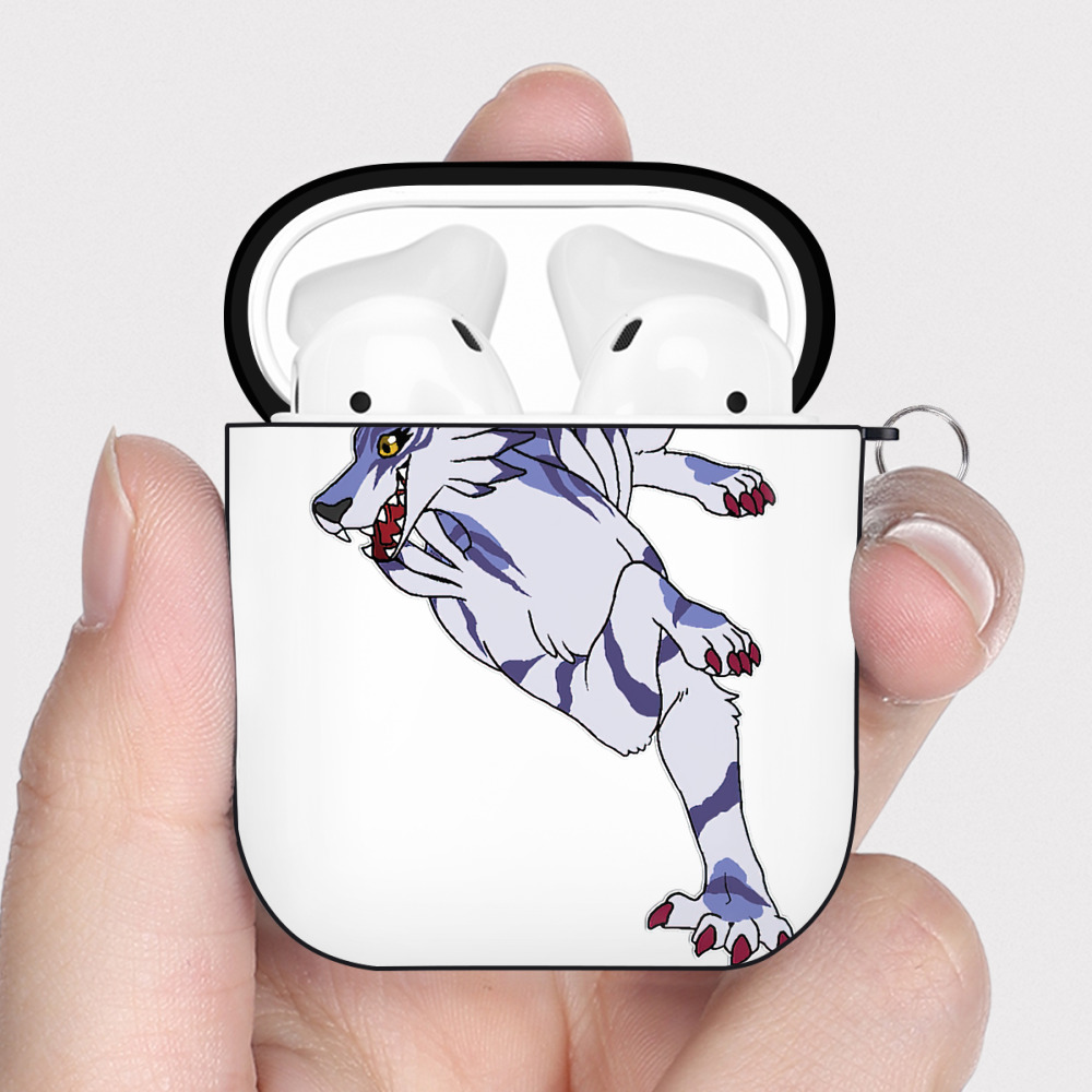 （画像用） Digimon デジタルモンスター/デジモン AirPods 第2世代保護ケース ハードシェル ブラック 耐衝撃・防指紋・カラビナ付き