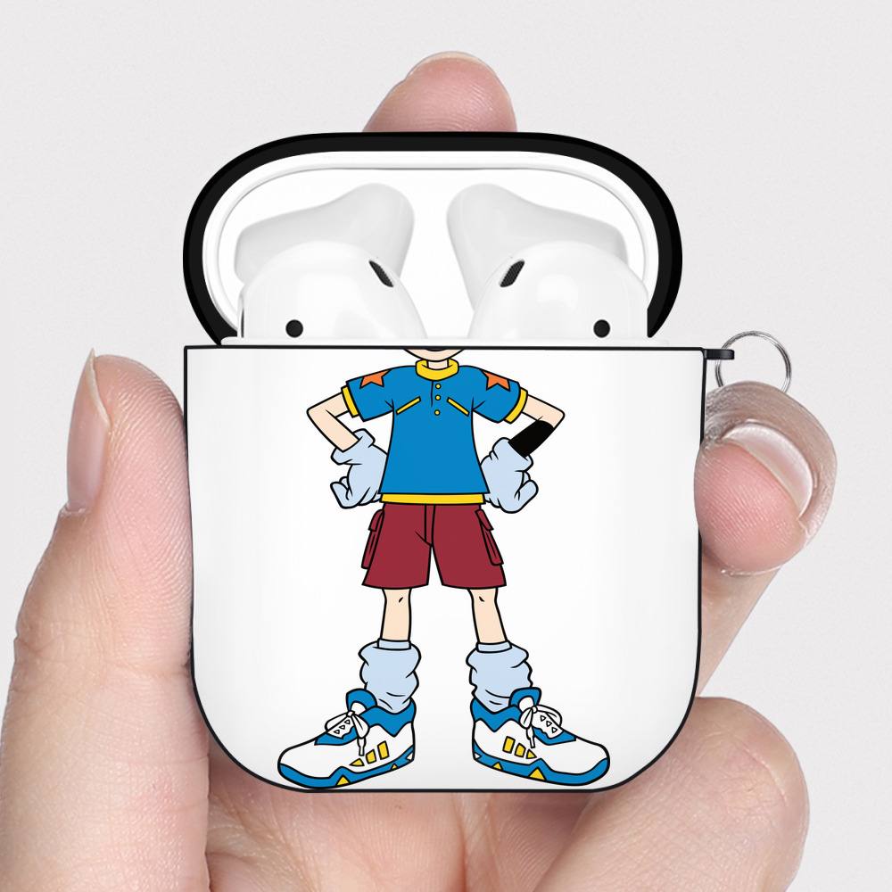 （画像用） Digimon デジタルモンスター/デジモン AirPods 第2世代保護ケース ハードシェル ブラック 耐衝撃・防指紋・カラビナ付き