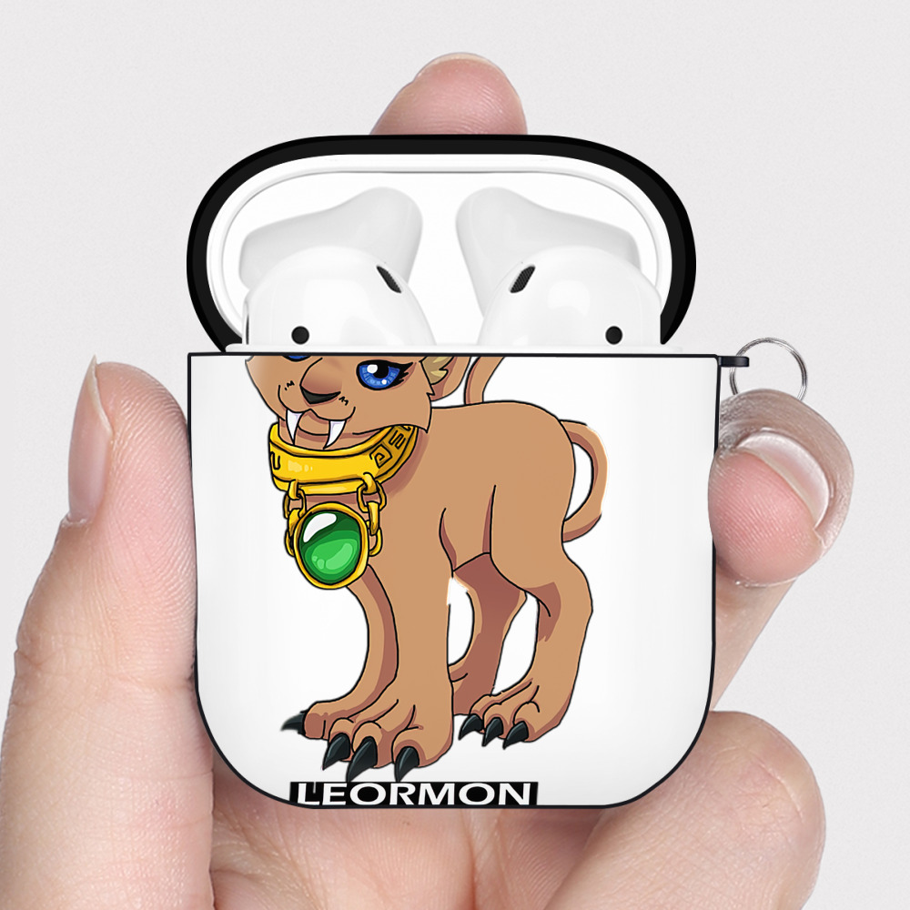（画像用） Digimon デジタルモンスター/デジモン AirPods 第2世代保護ケース ハードシェル ブラック 耐衝撃・防指紋・カラビナ付き