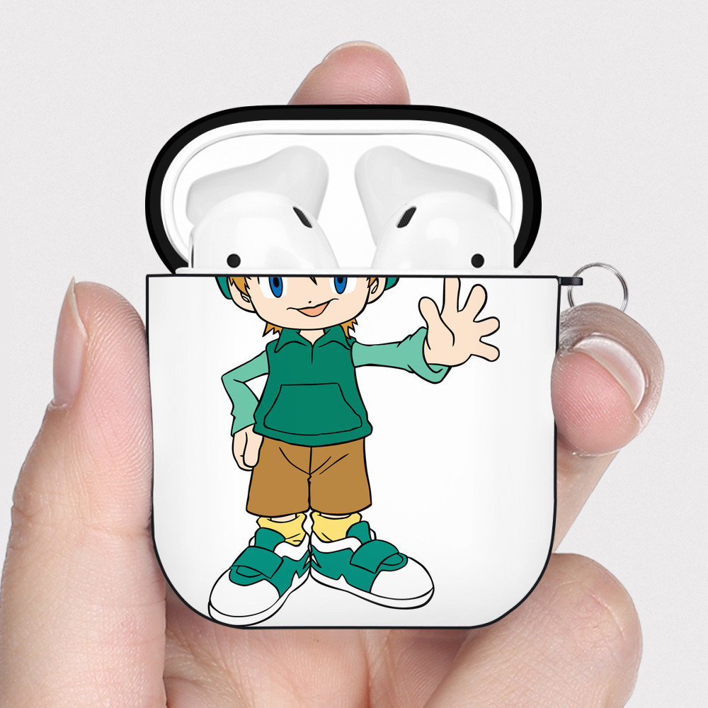 （画像用） Digimon デジタルモンスター/デジモン AirPods 第2世代保護ケース ハードシェル ブラック 耐衝撃・防指紋・カラビナ付き