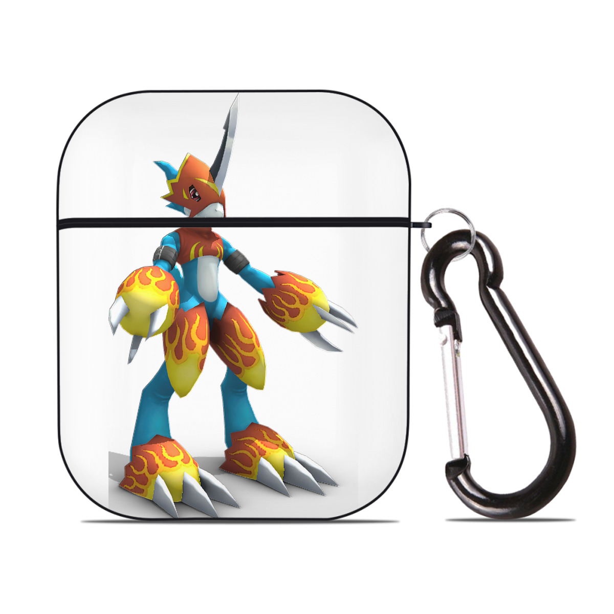 （画像用） Digimon デジタルモンスター/デジモン AirPods 第2世代保護ケース ハードシェル ブラック 耐衝撃・防指紋・カラビナ付き
