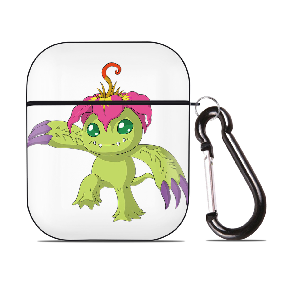 （画像用） Digimon デジタルモンスター/デジモン AirPods 第2世代保護ケース ハードシェル ブラック 耐衝撃・防指紋・カラビナ付き