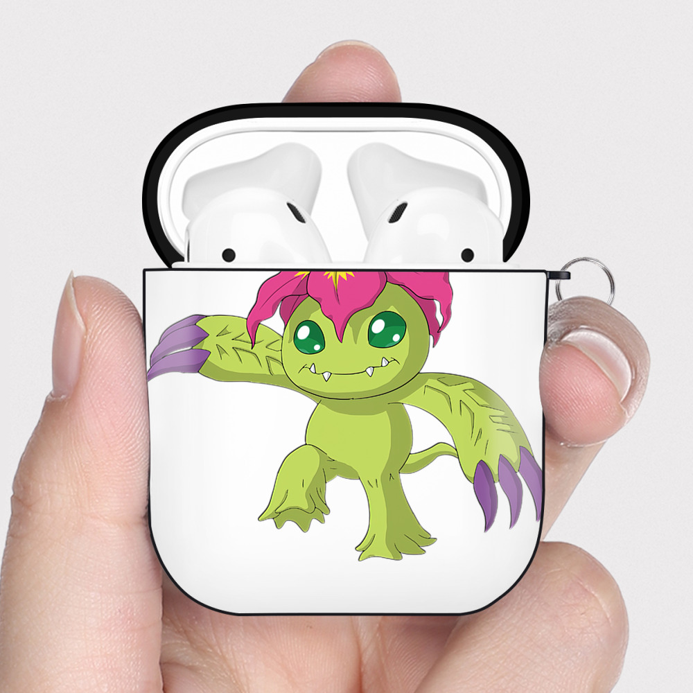 （画像用） Digimon デジタルモンスター/デジモン AirPods 第2世代保護ケース ハードシェル ブラック 耐衝撃・防指紋・カラビナ付き