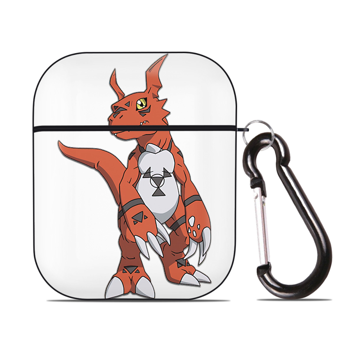 （画像用） Digimon デジタルモンスター/デジモン AirPods 第2世代保護ケース ハードシェル ブラック 耐衝撃・防指紋・カラビナ付き