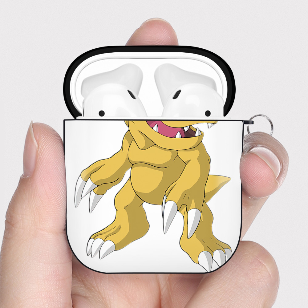 （画像用） Digimon デジタルモンスター/デジモン AirPods 第2世代保護ケース ハードシェル ブラック 耐衝撃・防指紋・カラビナ付き