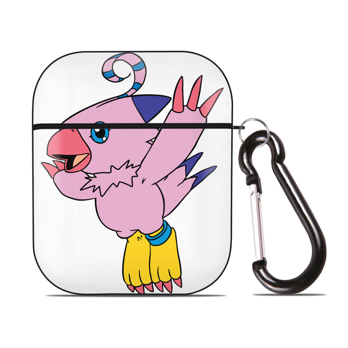 （画像用） Digimon デジタルモンスター/デジモン AirPods 第2世代保護ケース ハードシェル ブラック 耐衝撃・防指紋・カラビナ付き