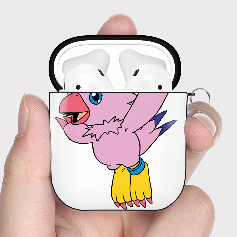 （画像用） Digimon デジタルモンスター/デジモン AirPods 第2世代保護ケース ハードシェル ブラック 耐衝撃・防指紋・カラビナ付き