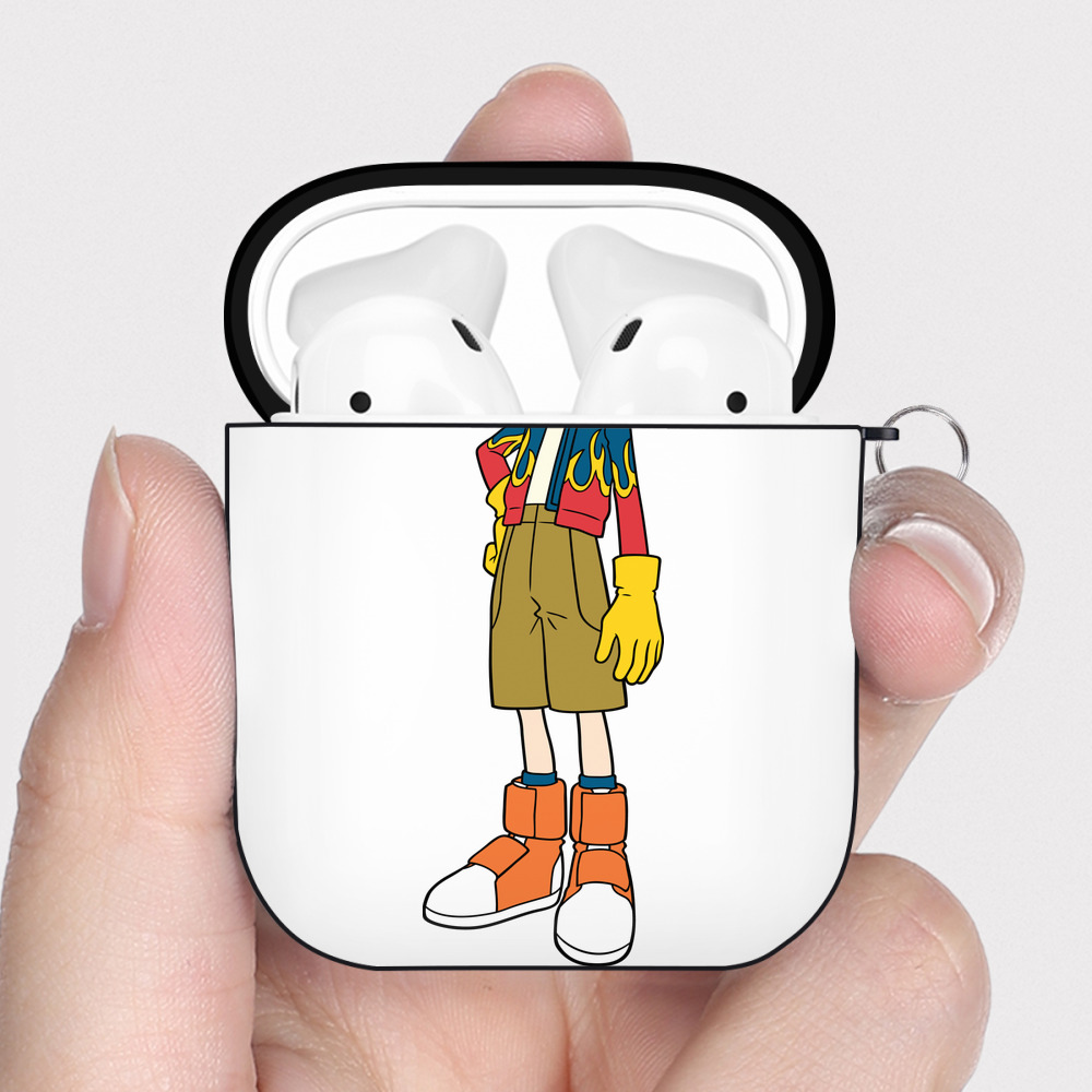 （画像用） Digimon デジタルモンスター/デジモン AirPods 第2世代保護ケース ハードシェル ブラック 耐衝撃・防指紋・カラビナ付き