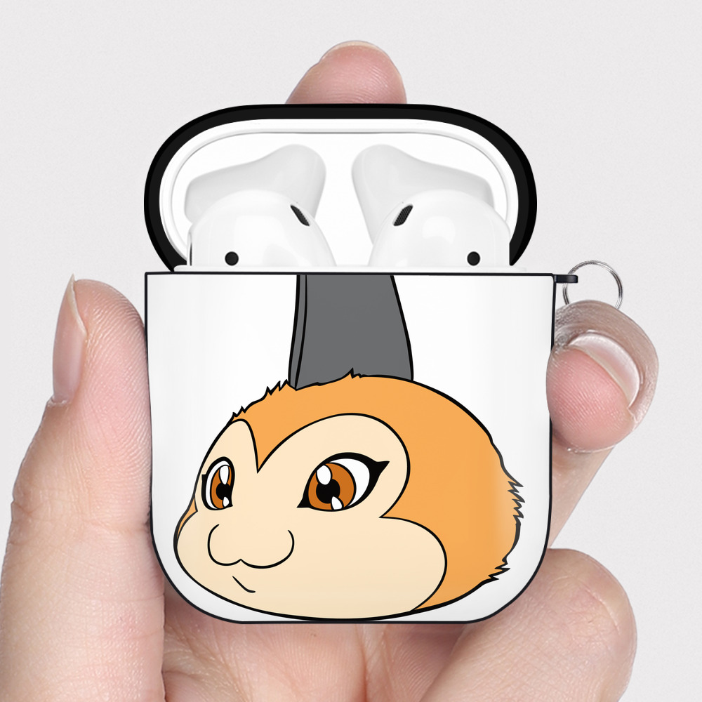 （画像用） Digimon デジタルモンスター/デジモン AirPods 第2世代保護ケース ハードシェル ブラック 耐衝撃・防指紋・カラビナ付き