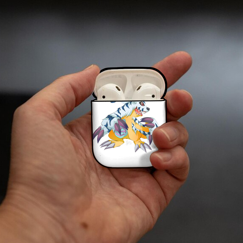 Digimon デジタルモンスター/デジモン AirPods 第2世代保護ケース ハードシェル ブラック 耐衝撃・防指紋・カラビナ付き