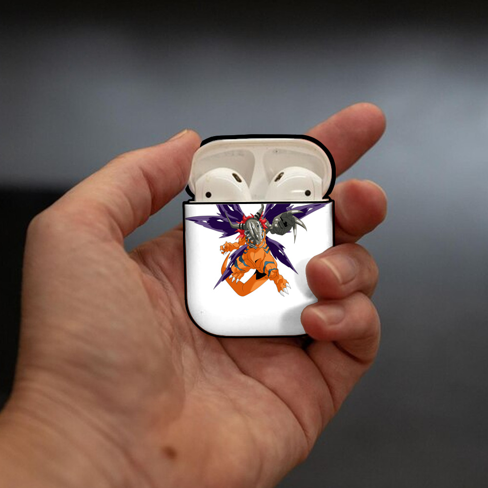 Digimon デジタルモンスター/デジモン AirPods 第2世代保護ケース ハードシェル ブラック 耐衝撃・防指紋・カラビナ付き