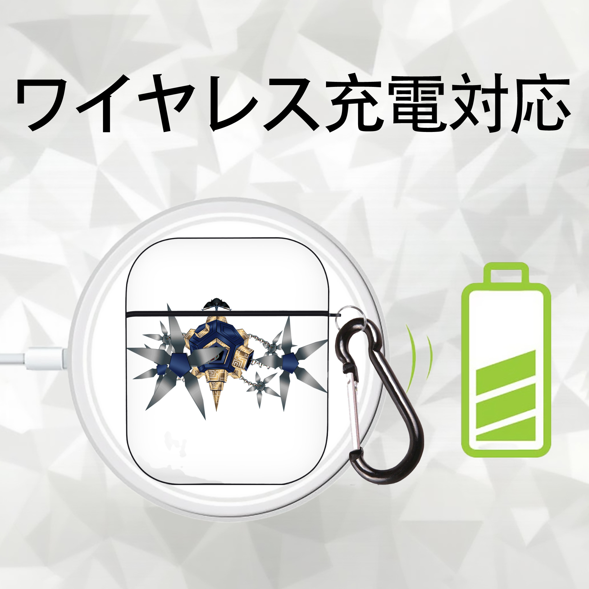 Digimon デジタルモンスター/デジモン AirPods 第2世代保護ケース ハードシェル ブラック 耐衝撃・防指紋・カラビナ付き