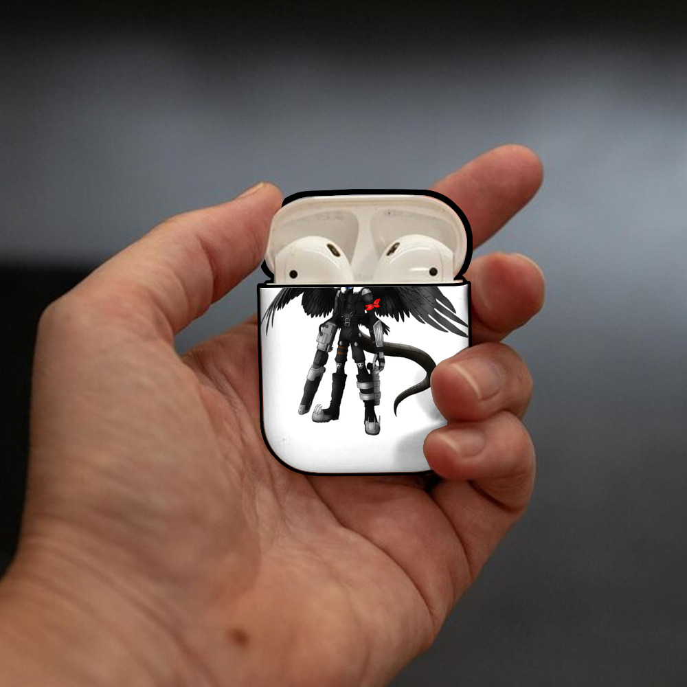 Digimon デジタルモンスター/デジモン AirPods 第2世代保護ケース ハードシェル ブラック 耐衝撃・防指紋・カラビナ付き