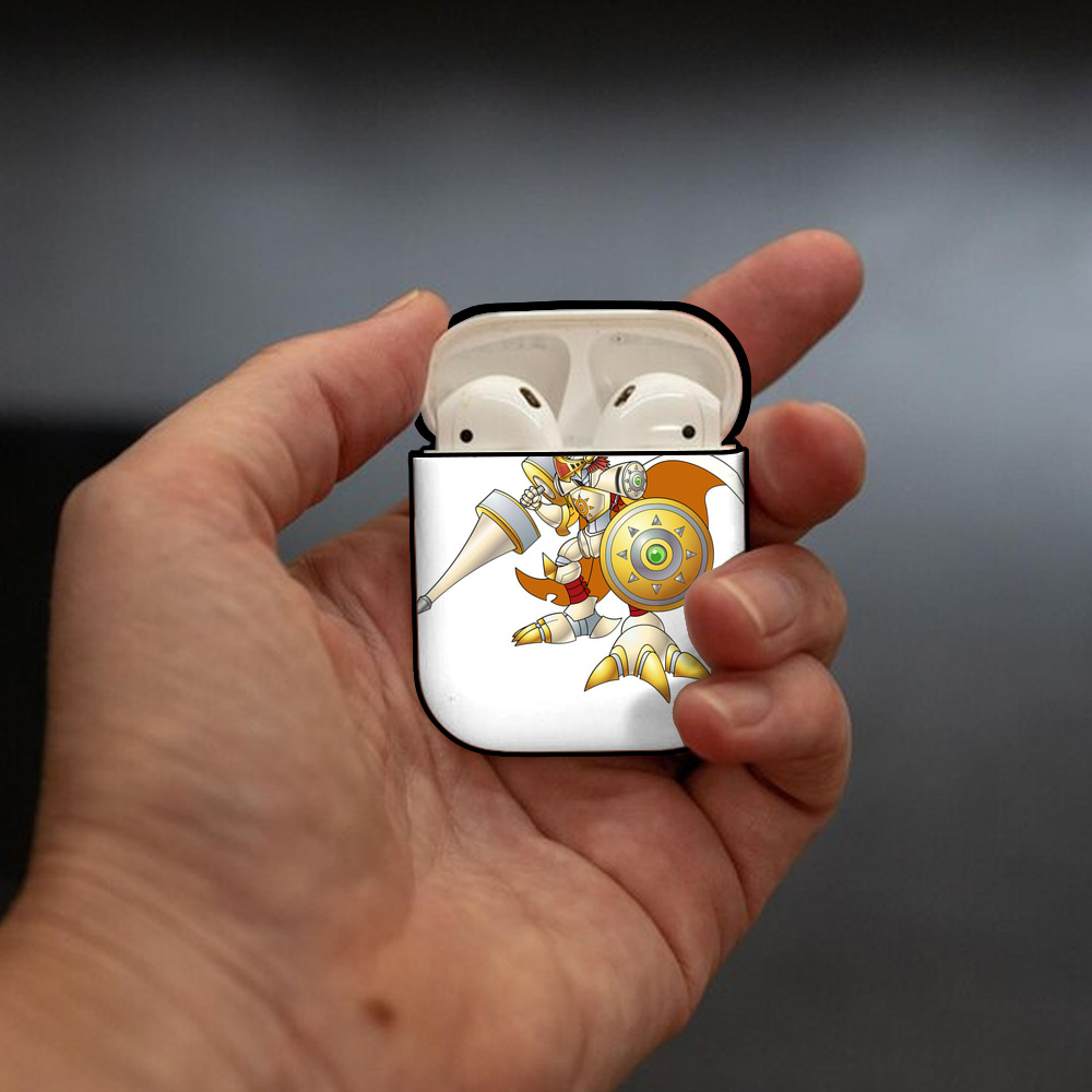 Digimon デジタルモンスター/デジモン AirPods 第2世代保護ケース ハードシェル ブラック 耐衝撃・防指紋・カラビナ付き