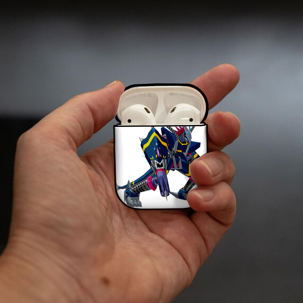 Digimon デジタルモンスター/デジモン AirPods 第2世代保護ケース ハードシェル ブラック 耐衝撃・防指紋・カラビナ付き