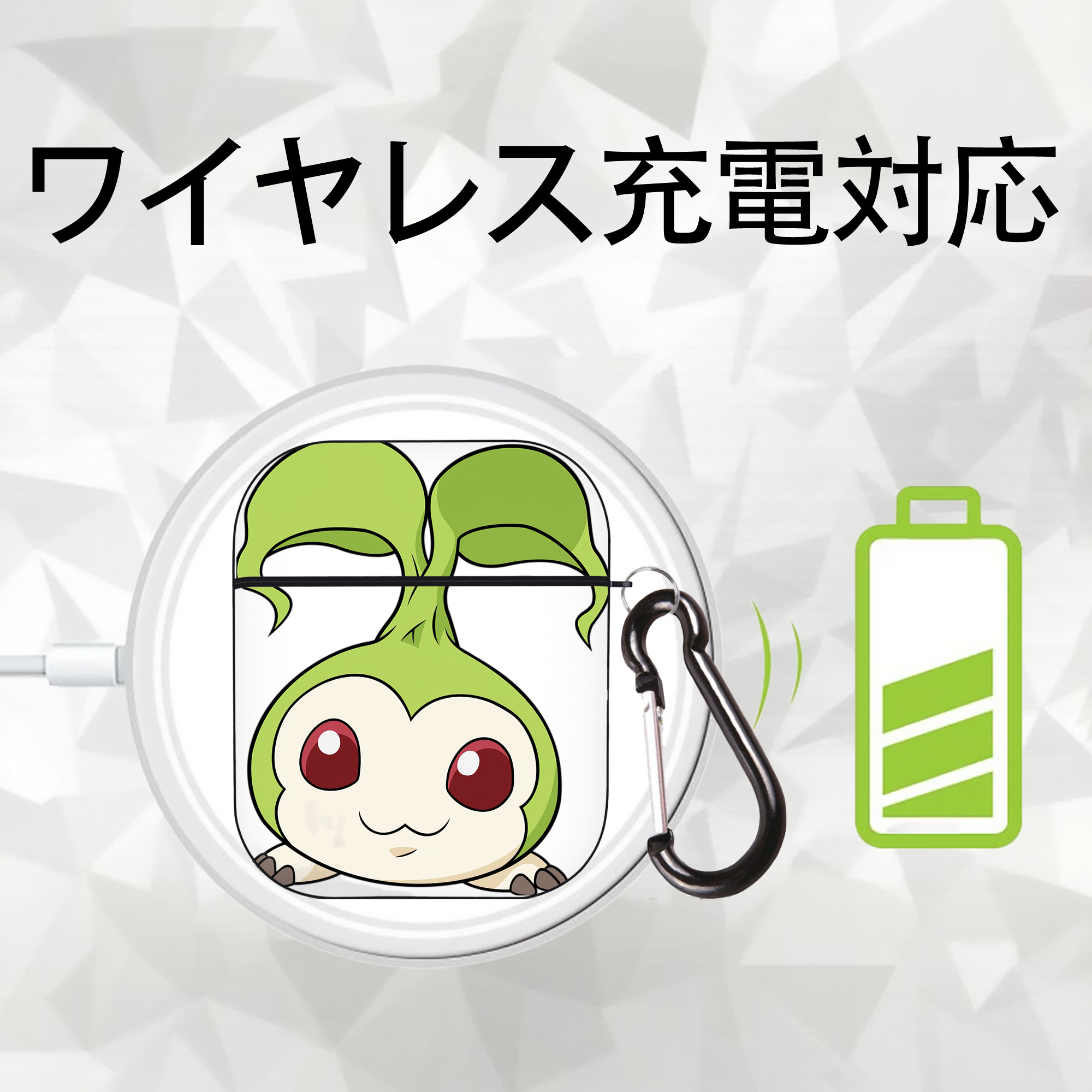Digimon デジタルモンスター/デジモン AirPods 第2世代保護ケース ハードシェル ブラック 耐衝撃・防指紋・カラビナ付き