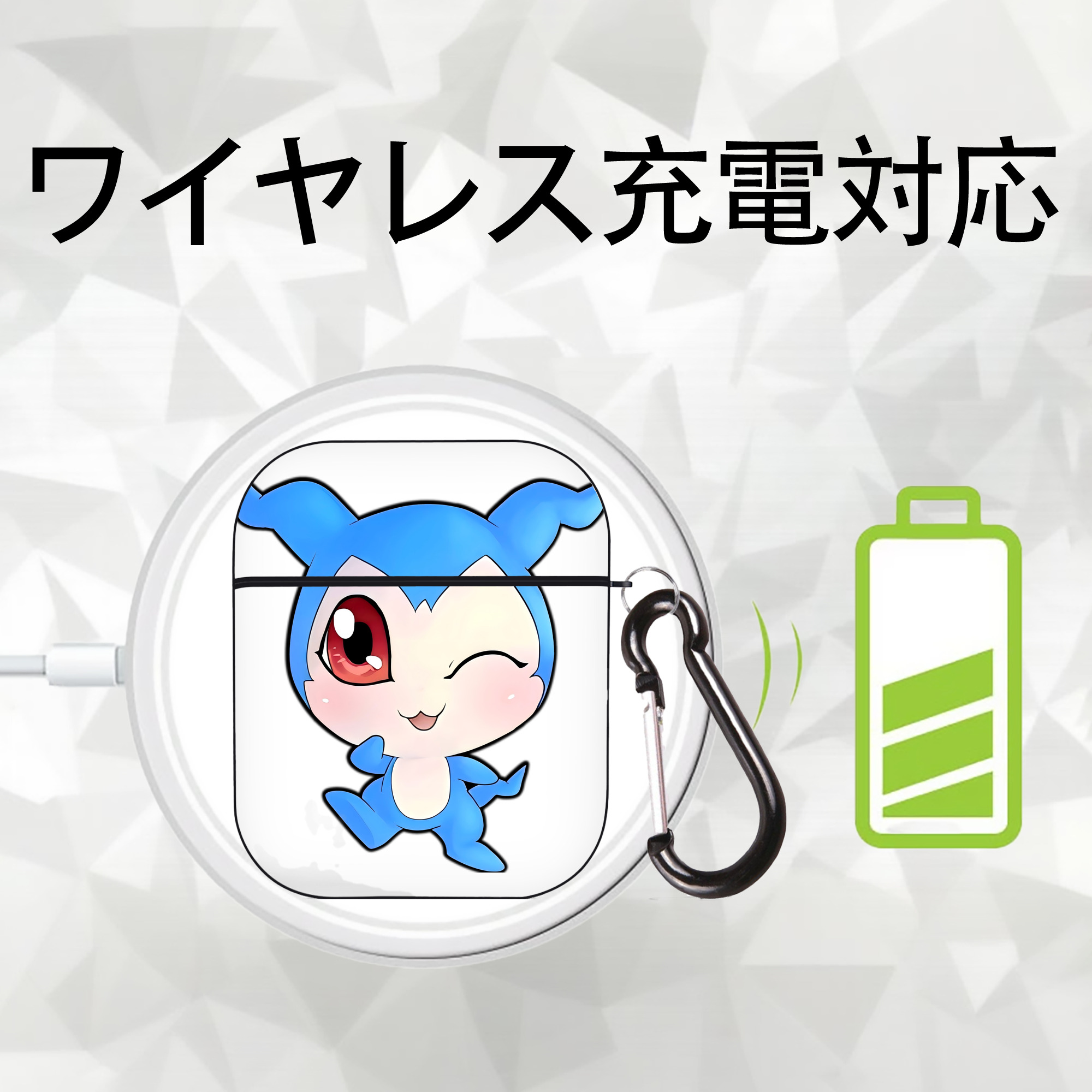 Digimon デジタルモンスター/デジモン AirPods 第2世代保護ケース ハードシェル ブラック 耐衝撃・防指紋・カラビナ付き