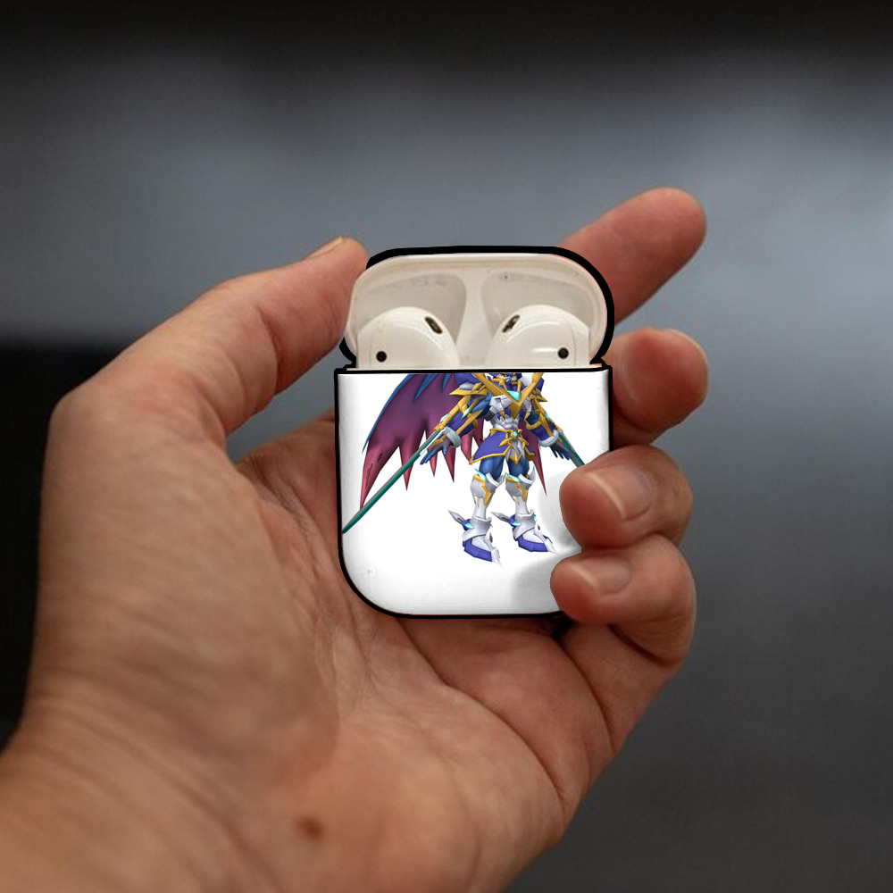 Digimon デジタルモンスター/デジモン AirPods 第2世代保護ケース ハードシェル ブラック 耐衝撃・防指紋・カラビナ付き
