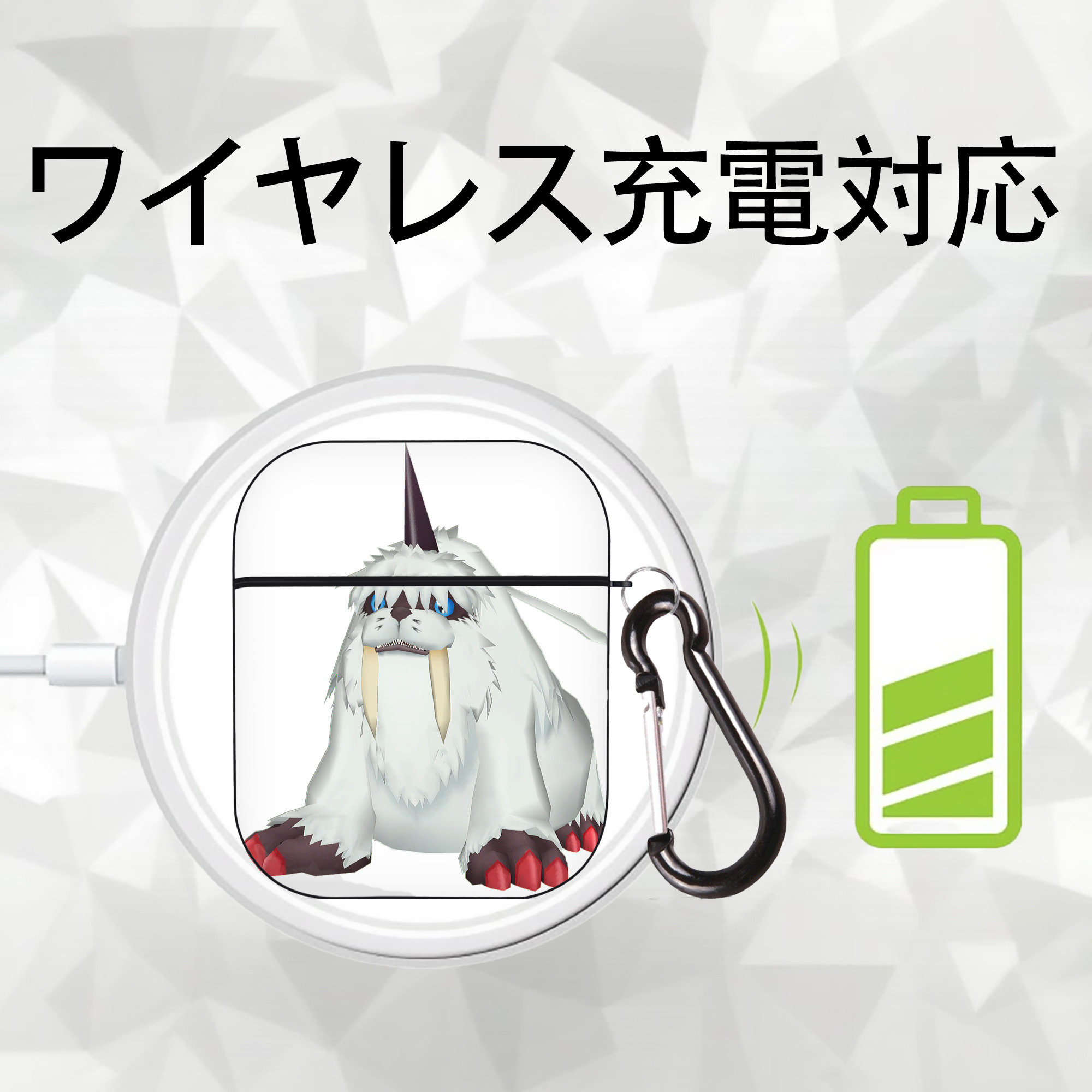 Digimon デジタルモンスター/デジモン AirPods 第2世代保護ケース ハードシェル ブラック 耐衝撃・防指紋・カラビナ付き