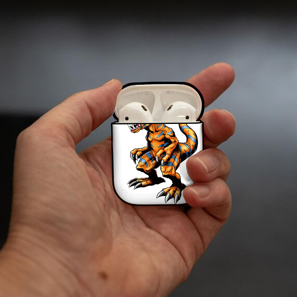 Digimon デジタルモンスター/デジモン AirPods 第2世代保護ケース ハードシェル ブラック 耐衝撃・防指紋・カラビナ付き