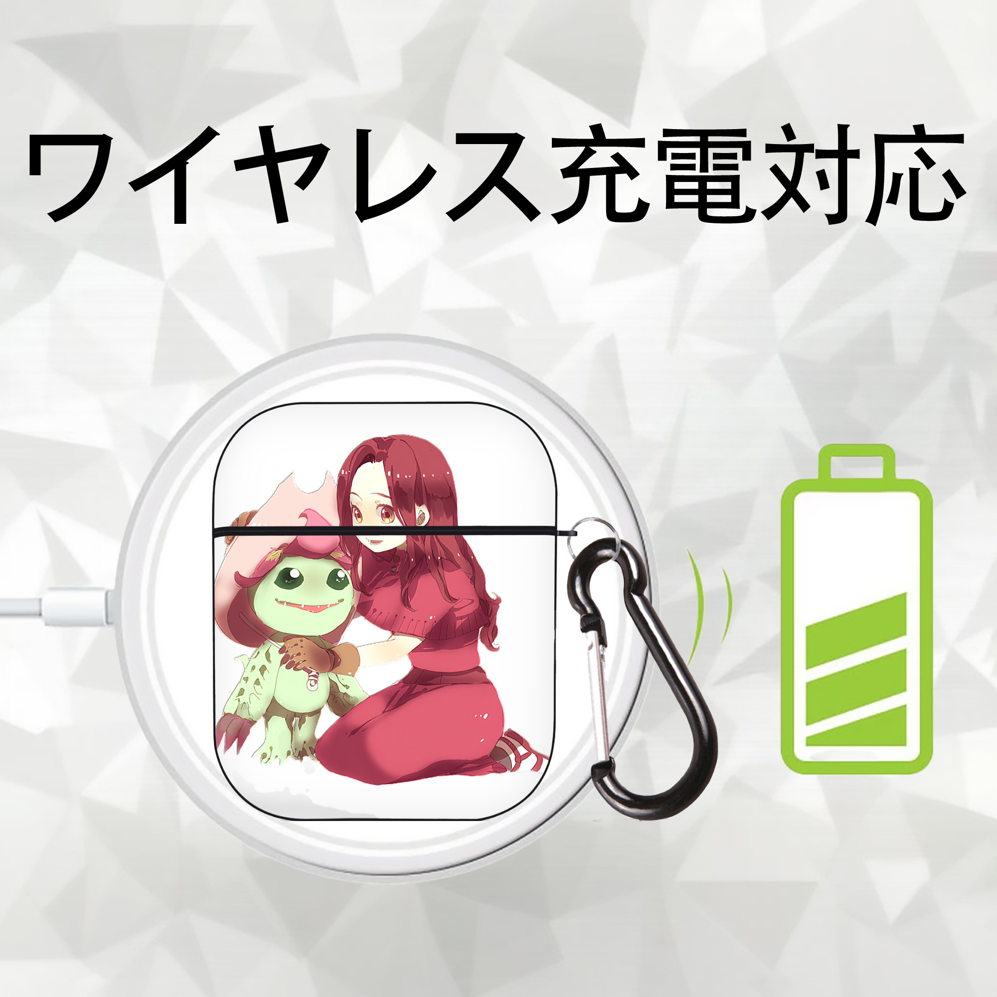 Digimon デジタルモンスター/デジモン AirPods 第2世代保護ケース ハードシェル ブラック 耐衝撃・防指紋・カラビナ付き
