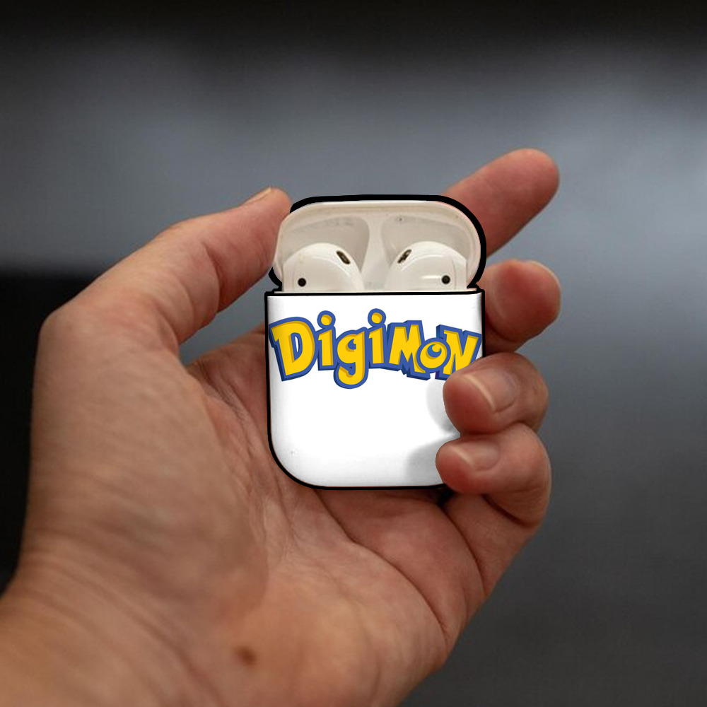 Digimon デジタルモンスター/デジモン AirPods 第2世代保護ケース ハードシェル ブラック 耐衝撃・防指紋・カラビナ付き