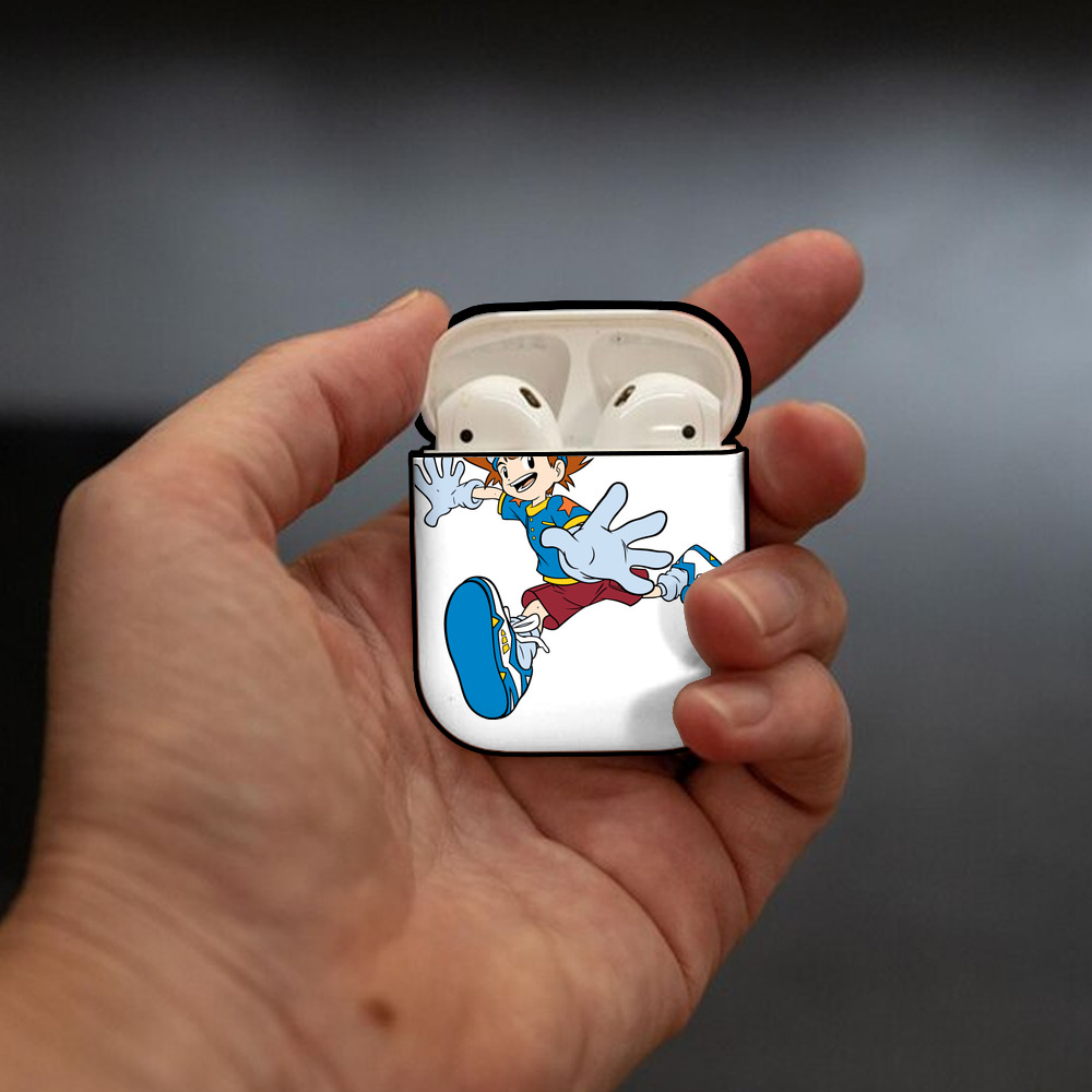 Digimon デジタルモンスター/デジモン AirPods 第2世代保護ケース ハードシェル ブラック 耐衝撃・防指紋・カラビナ付き