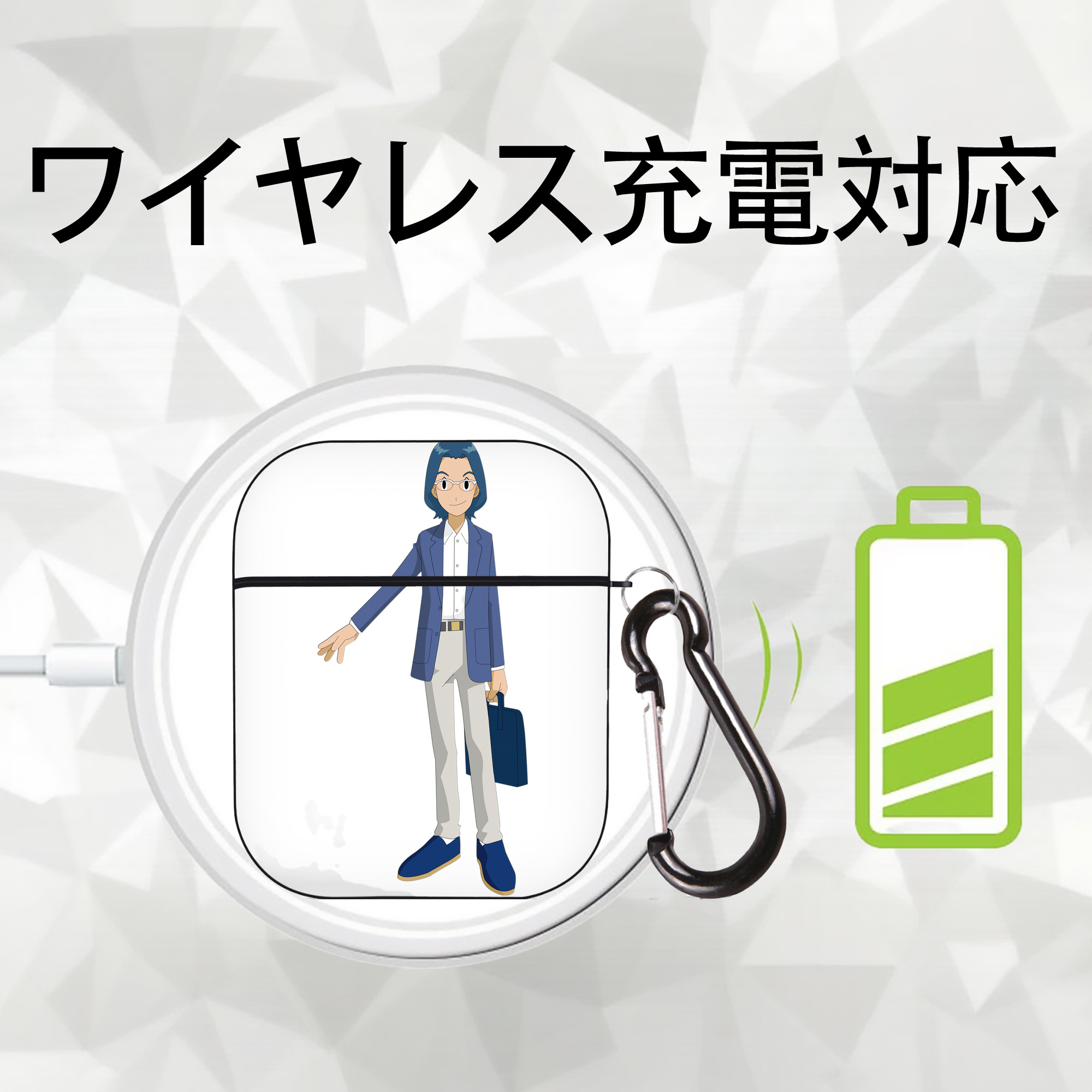 Digimon デジタルモンスター/デジモン AirPods 第2世代保護ケース ハードシェル ブラック 耐衝撃・防指紋・カラビナ付き