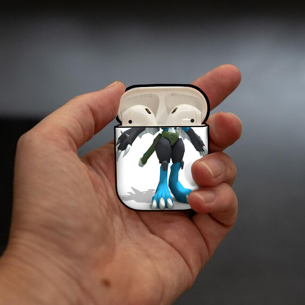 Digimon デジタルモンスター/デジモン AirPods 第2世代保護ケース ハードシェル ブラック 耐衝撃・防指紋・カラビナ付き