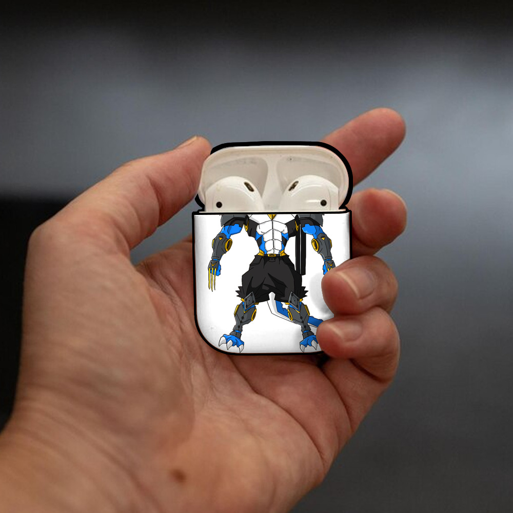 Digimon デジタルモンスター/デジモン AirPods 第2世代保護ケース ハードシェル ブラック 耐衝撃・防指紋・カラビナ付き
