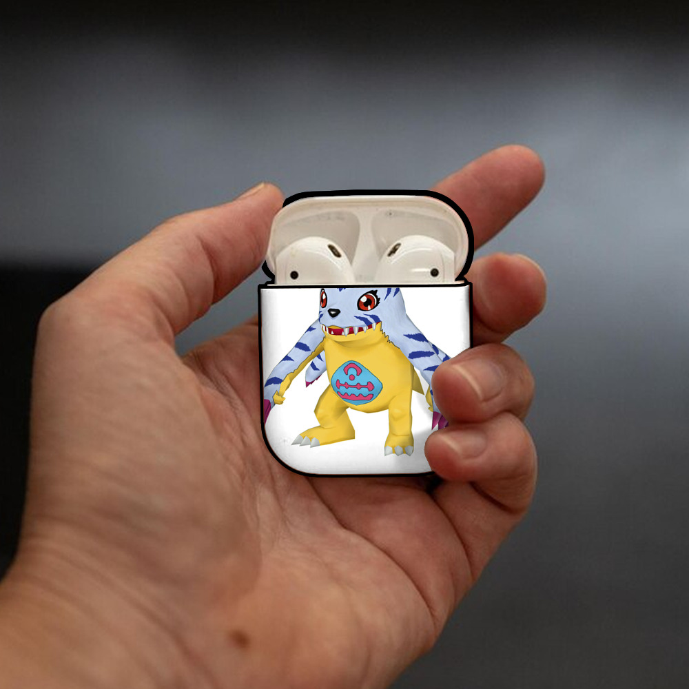 Digimon デジタルモンスター/デジモン AirPods 第2世代保護ケース ハードシェル ブラック 耐衝撃・防指紋・カラビナ付き
