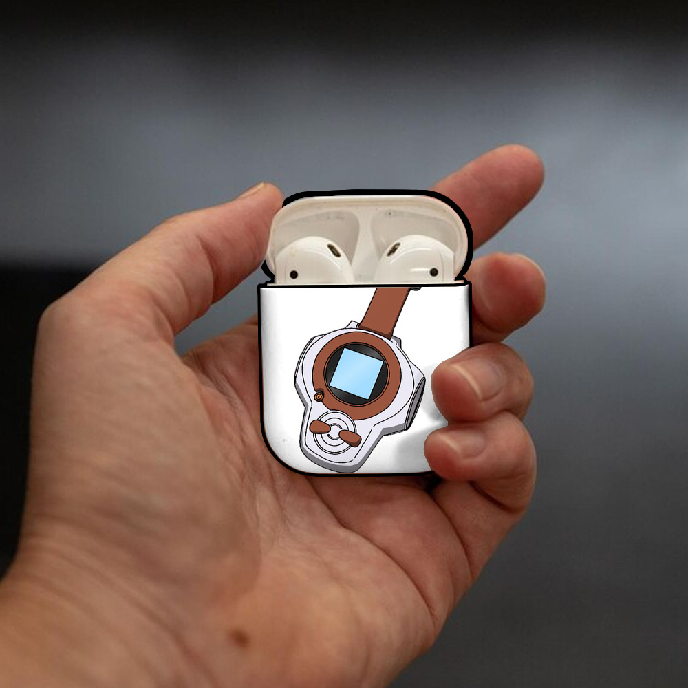 Digimon デジタルモンスター/デジモン AirPods 第2世代保護ケース ハードシェル ブラック 耐衝撃・防指紋・カラビナ付き
