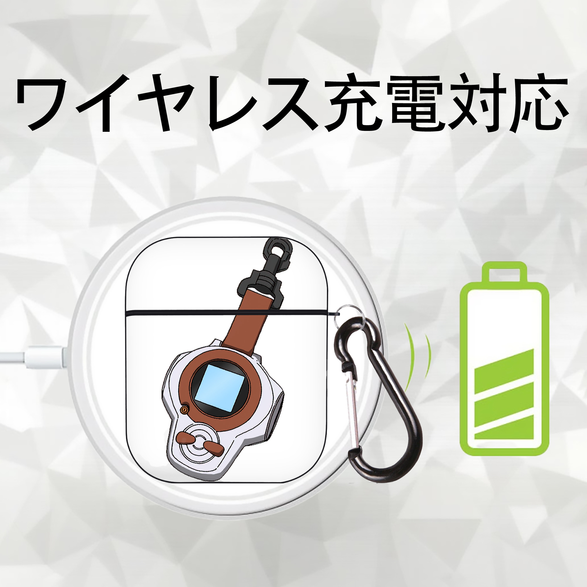 Digimon デジタルモンスター/デジモン AirPods 第2世代保護ケース ハードシェル ブラック 耐衝撃・防指紋・カラビナ付き