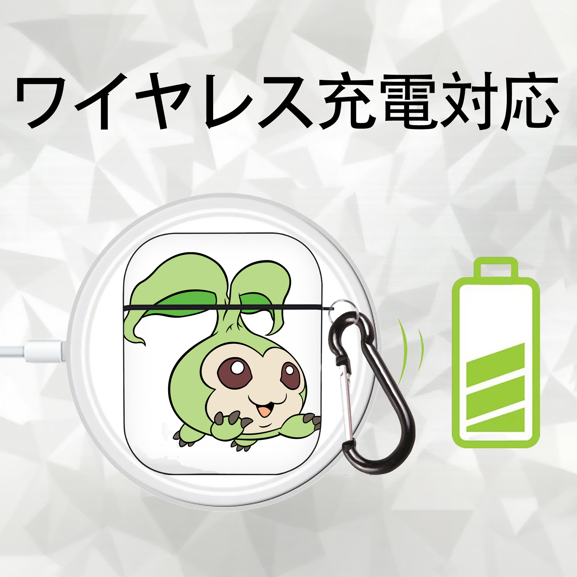 Digimon デジタルモンスター/デジモン AirPods 第2世代保護ケース ハードシェル ブラック 耐衝撃・防指紋・カラビナ付き